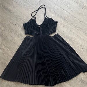 A.L.C. Black Backless Pleated Dress